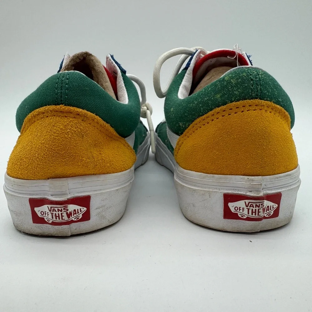 Vans Old Skool Men 7.5 Women's 9 Multicolor Green Blue Yellow Suede Skate Shoes
